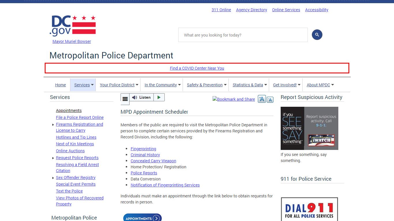 MPD Appointment Scheduler | mpdc
